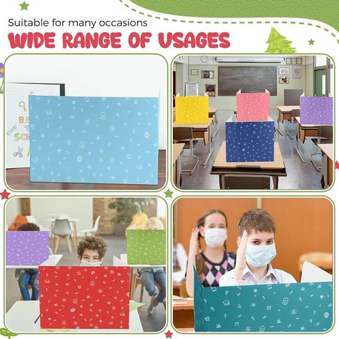 50 Pcs 18.9 x 11.8 x 11.8 Inch Privacy Boards for Student Desks Classroom Desk Divider Trifold Table Desk Privacy Panel Folders Screen Partition for School Teacher Student Test,10 Styles in Saudi Arabia