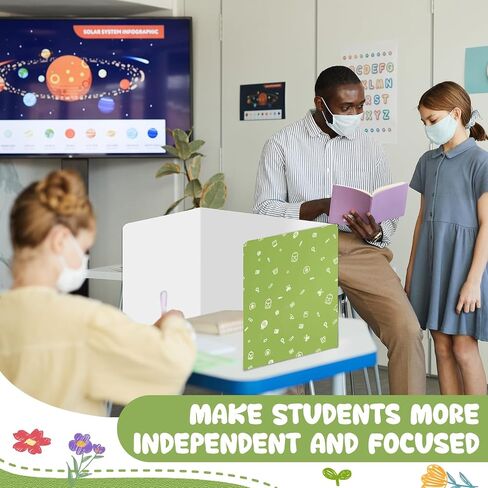 50 Pcs 18.9 x 11.8 x 11.8 Inch Privacy Boards for Student Desks Classroom Desk Divider Trifold Table Desk Privacy Panel Folders Screen Partition for School Teacher Student Test,10 Styles in Saudi Arabia