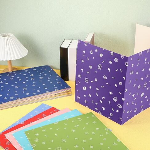 50 Pcs 18.9 x 11.8 x 11.8 Inch Privacy Boards for Student Desks Classroom Desk Divider Trifold Table Desk Privacy Panel Folders Screen Partition for School Teacher Student Test,10 Styles in Saudi Arabia