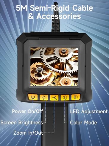 كاميرا المنظار مع الضوء، Moman EOM1 Borescope مع 8 مصابيح LED قابلة للتعديل 9.84 قدم كابل ثعبان شبه صلب IP67 مقاوم للماء، كاميرا فحص الأنابيب 3 محولات لهاتف iPhone iPad iOS Android in Kuwait