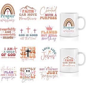 12 Sheets UV DTF Cup Wraps for 16 oz,12 Sheets UV DTF Cup Wrap Bible Theme Uvdtf Cup Wraps Waterproof Cup Wraps for Glass Cups Funny UV DTF Transfer Stickers for Cups Furniture
