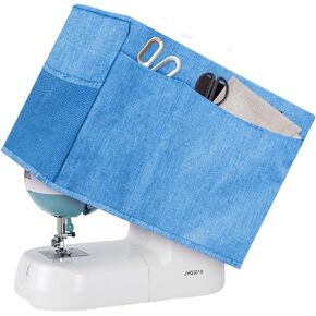 Boczif Sewing Machine Cover with Accessories Storage Pockets and Side Handle, Sewing Dust Cover Compatible with Most Standard Singer Brother Machines(Grey)