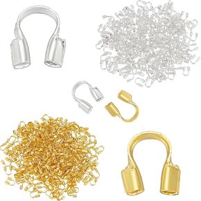 200Pcs 18K Gold Brass Wire Guardian U Shape Wire Guard Loops Thread Protector Tube Findings with 0.5mm Hole for Jewelry Making Earring Bracelets Necklace DIY Craft Accessory Supplies