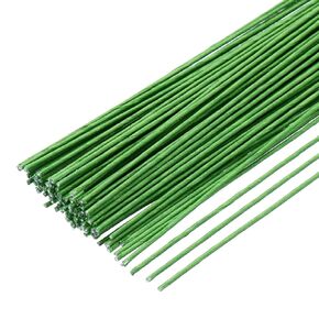 MECCANIXITY 100pcs White Floral Wire Stems Bendable 1.2mm 16 Gauge Florist Wire for Artificial Flower Making Crafts Wreaths Supplies