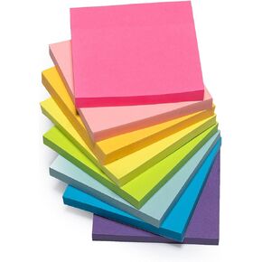 Sticky Notes Super Sticking Power 3x3 Inches with 8 Pastel Color, 82 Sheets/Pad, 8 Pads, Easy to Post Office, School, Home
