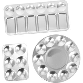 jojofuny 3Pcs Aluminum Oil Paint Mixing Plate Oil Watercolor and Gouache Pigments Easy to Clean Art Supplies for Students and Professionals