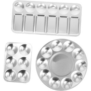 Angoily 3Pcs Aluminum Pigment Mixing Tray Set Color Mixing Palette for Gouache Watercolor Painting Durable Easy Clean Art Supplies for Artists