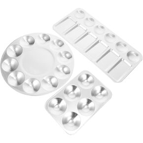 DOITOOL 3Pcs Aluminum Paint Tray Watercolor Oil Mixing Palette for Art Projects Easy to Clean Durable Painting Tools