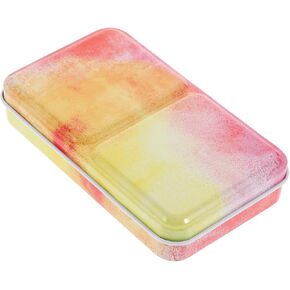 1Set Lightweight Empty Watercolor Paint Box Durable Tinplate Mixing Tray with Empty Compartments for Portable Watercolor Painting and Easy Clean Up