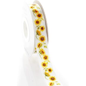 7/8" Sunkissed Sunflowers Satin Ribbon 5 Yards