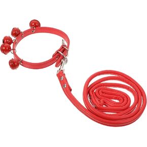 Pet Cat Dog Collar Leash Bell Red Pulling Rope for Daily Use for Walking and Outdoor Activities