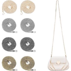 8 Pcs 47 Inch Purse Chain Replacement, Purse Chain Wallet Chain Shoulder Bag Chain, Iron Flat Bag Chain with Metal Buckles, Chain Purse Strap Fit for Wallet, Handbag, Shoulder Bag, Crossbody Bag