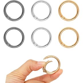 6 Pcs Ring Clip for Purse Strap 1 Inch Trigger Round Snap Buckle Spring O Rings Round Snap Clip Key Rings for keyrings Buckle,Bags,Purses,Paper,DIY(Gold, Silver and Black)