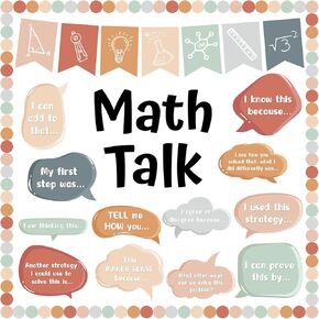 43 Pcs Math Talk Bulletin Board Set for Math Classroom Decorations Educational Math Paper Cutouts Math Talk Bulletin Board Decorations for Teacher School Classroom Wall Decor (Boho)