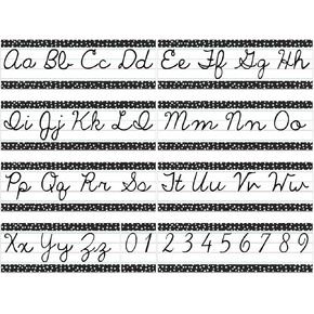Set of 9 Cursive Writing Bulletin Board Cursive Alphabet Wall Strip for Teacher Supplies, Classroom Teaching Tool, Homeschooling, Kids Education (Classic Black)
