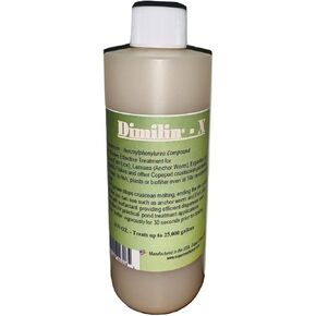 Eight oz Bottle Dimillin-X Koi & Goldfish Treatment Anchor Worm Fish Lice PKF