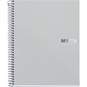 Miquelrius - The Original A5 Notebook, 6 Coloured Stripes, Opaque Polypropylene Cover, Size 148 x 210 mm, 2 Drills, 150 Sheets of 70 g/m², 5 mm Square, Grey