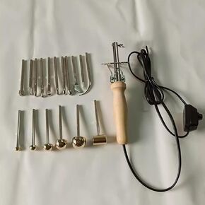 Fabric Flower Making Tool Set, Electric Artificial Flower Making Kits with 17 Heads, Hemisphere Trowel, Temperature Adjustable Anti-Scalding Bracket, for Handmade Flower Making Lovers