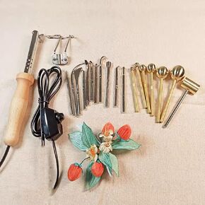 110V/220V 18 Heads Electric Fabric Flower Maker, Fabric Flower Making Tool Set with Anti-Scalding Bracket, Adjustable Temperature, Ball Trowel for Handmade DIY Flower Making Lovers
