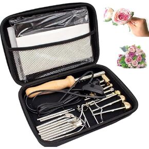 Artificial Flower Making Kit, Electric Fabric Flower Making Tool Kit, DIY Fabric Flower Ironing Machine with 18 Heads, Adjustable Temperature, Suitable for Handmade Flower Making Enthusiasts