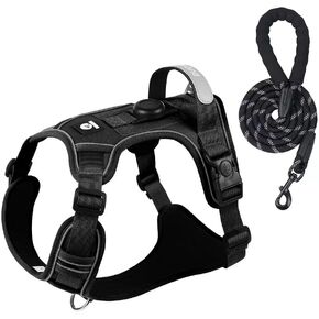 Dog Harness Sized, No Pull Pet Harness with 3 Buckles, Adjustable Soft Padded Pooch Vest with Instant Control Handle, Easy Walking Reflective Pet Vest for Dogs (Black, Medium) in Saudi Arabia