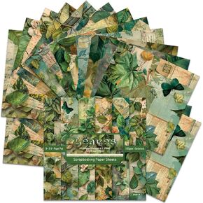 Scrapbooking Paper 6x6 inch, 24 Sheets of 160GSM Vintage Scrapbook Paper, 12 Different Designs Library Single-Side Print, Acid Free for Card Making Junk Journal Decorative Craft Die Cutting