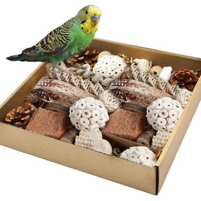 Natural Bird Toy Foraging Parrot Shredding Toys Box - Interactive Shredding & Chewing Toys for Parrots, Conures, Budgies, Lovebirds, Small to Medium Birds