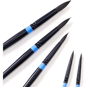 Watercolor Paint Brushes, Short Handle, Round, Synthetic Squirrel Hair, №4,№6, №8, №10, №12, 5 PCs MOP Brushes Set for Watercolor Paint and Acrylic, Ideal for Artists and Hobbyist. (5, Black)