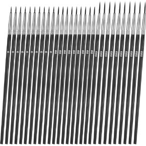 Tiny Detail Paint Brushes, 30 Pcs Fine Tip Paint Brushes Set with 3 Size #0#00#000 Mini Small Miniature Liner Brush for Crafts Watercolor Oil Acrylic Painting