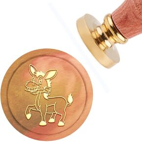 CRASPIRE Wax Seal Stamp Donkey Vintage Sealing Wax Stamps Rose 30mm 1.18inch Removable Brass Head Sealing Stamp with Wooden Handle for Wedding Invitations Valentine's Day Christmas Thanksgiving