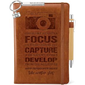 Photographer Gifts Men Women, Photographer Leather Journal 200 Pages Engraved Notebook A5 Lined with Pen, Photography Lover Gift Ideas, Photography Gifts for Photographers Birthday Graduation
