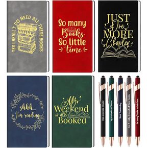 Fulmoon 10 Pcs Book Lovers Gifts Book Club Inspirational Notebooks Journal with Pens Vintage Appreciation Gift for Teacher Librarian Reader Student Coworker(Morandi)