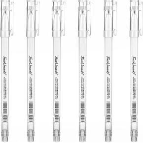 6 Pcs 1.0mm White Gel Pens for Art, White Gelly Roll Pens Drawing Marker for Black Paper Coloring Sketching Drawing
