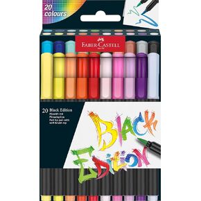 Faber-Castell Brush Pen Set - Black Edition, Cardboard Box of 20