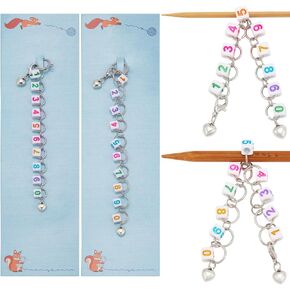 NBEADS 2 Pcs Knitting Row Counter Chains, Cube with Number Acrylic Pendant Row Counting 2 Pcs Heart Alloy Stitch Markers DIY Knitting Tool Sets for Sewing Knitting Crochet Tracking Project Progress