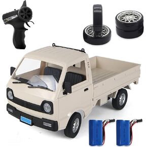1/10 RC Truck, WPL D12 Kei Truck - 2.4G RC Rear Drive Drift Car with Brushed 260 Motor, 4pcs Drift Wheels