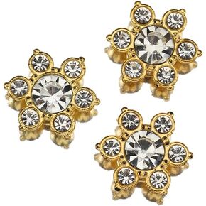 100pcs 13mm Gold Base Crystal Gems Rhinestones, Flower Glass 3D Rhinestones for Crafting, DIY Jewelry Gemstones for Crafts, Making Clothing Gifts Accessories (Mixed Color)
