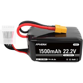 FPVERA 6S Lipo Battery 1500mAh 22.2V 120C with XT60 Connector RC Battery for RC Drone Airplane Helicopter RC Car Truck Quadcopter Boat