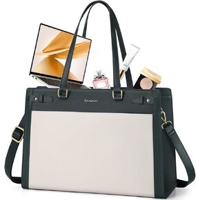 RAKERMORE LAPTOP BAG للنساء 15.6 بوصة PU Legegan Leather Work Work Bag Bag مقاومة للماء مصممة مصمم للكمبيوتر حقائب كمبيوتر للمكتب College Travel Large Profession Black & Brown
