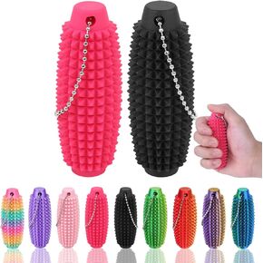 2Pcs Little Ouchies Fidget Toys for Adults,Spiky Sensory 3D Printed Pain Stim Fidget Keychain for Anxiety Relief & Focus Positive Novelty Gifts for Friends (Black & Pink)