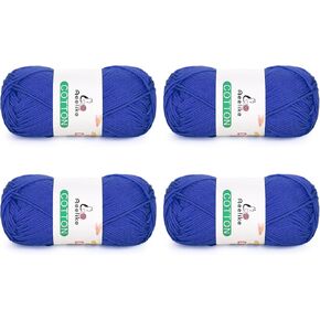 Aeelike Cotton Yarn for Crocheting, 4 PCS Cotton Yarns (Each Skein 50 g /1.76 oz, 125 m 136.7 Yards) for Making Baby Clothes DIY Crafts,Soft & Comfortable, White