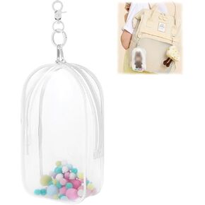 Clear Figure Display Bag with Keychain Case, Thickened Clear Keychain Pouch Dolls & Blind Box Storage with Zipper Closure, Portable Dustproof Collectibles Case Figures(White)