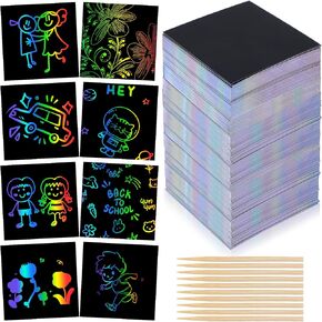 CIATBYYJ 500Pcs Scratch Art for Kids, Paper Black Scratch Off Paper Magic Scratchs Off Crafts, Girls Boys Students Classroom Prizes Bulk Goodie Bags Stuffers Mini Christmas Birthday Gifts