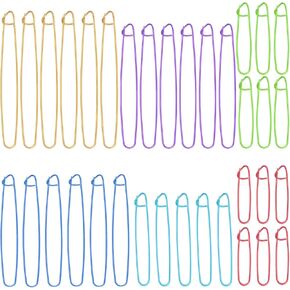 36pcs Yarn Stitch Holder Stitch Holders for Knitting Cable Needles Colorful Aluminum Crochet Stitch Holders Markers for Sewing Crocheting Supplies Tools Accessories (6 Sizes)