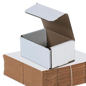 AVIDITI White Shipping Boxes 4" x 3" x 2" (25-Pack) Foldable & Crush-Proof | Corrugated Cardboard Mailing Boxes for Shipping, Mailers, Moving, Packing, Small Business, Ideal to Use as Gift Box