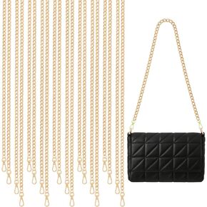 10 Pcs 47 Inch Purse Chain Replacement, DIY Metal Gold Shoulder Cross Body Bag Chain, Bag Chains with Metal Buckles for Wallet, Handbag, Crossbody Bag