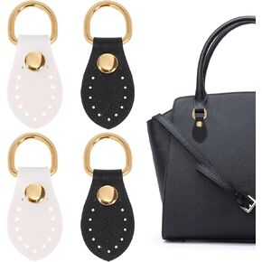 4 Pcs Bag Side Clip Buckle PU Leather D Rings for Purse Crossbody Conversion Kit DIY Purse Strap Mount Hook Handbag Shoulder Belt Hardware Purse Making Supplies for Bag Backpack Crossbody Craft