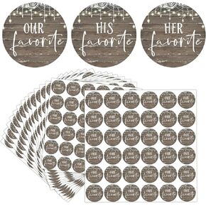300 Pcs Rustic Wedding Stickers His Her Favorite Our His Her Favorite Wedding Labels Bridal Shower Stickers for Guests Favor Envelope Candy Bag