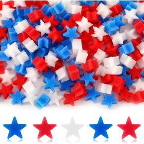 Jansun 4th of July Decorations, 180 Pcs Red White Blue Sponge Stars Independence Day Patriotic Vase Filler for Home Table Centerpiece Decor
