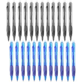 Aozora Erasable Pens 24 Pack Click Fine Point 0.7 mm Retractable Erasable Gel Pens for Completing Sudoku and Crossword Puzzles (Black＆Blue)